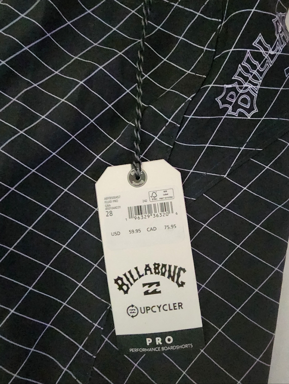 Billabong Black and Purple Grid Men's Fluid Pro Boardshorts 28 NWT - Picture 11 of 12